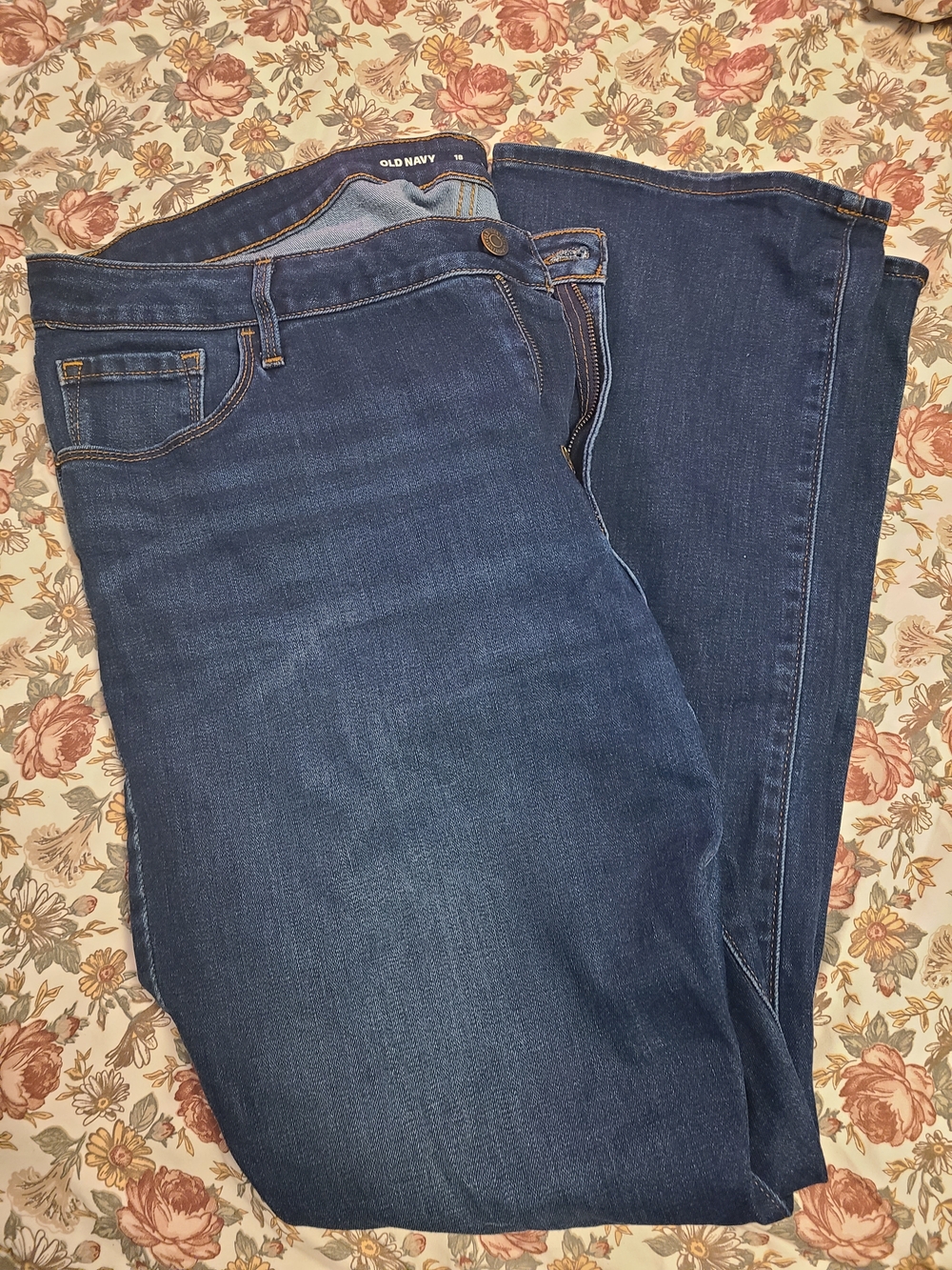 Old Navy Dark Blue Mid-Rise Kicker Boot-Cut Jeans
